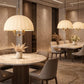 HDC Premium Cream/Golden Fabric Dome Pendant Light for Bedroom