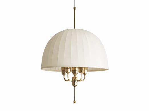 HDC Premium Cream/Golden Fabric Dome Pendant Light for Bedroom