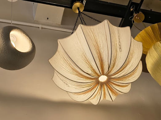 HDC Luxury Cream & White Fabric Pendant Light with Soft Ambient Glow for Dining & Living Spaces