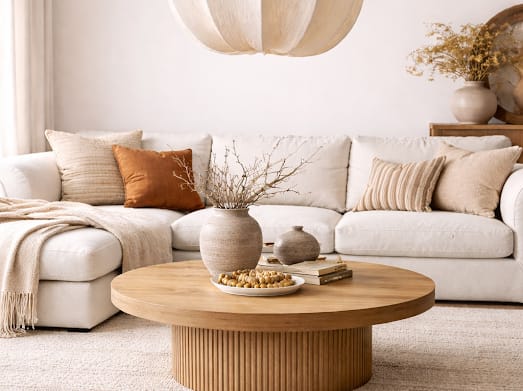 HDC Luxury Cream & White Fabric Pendant Light with Soft Ambient Glow for Dining & Living Spaces