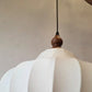 HDC Modern Cream & Walnut Fabric Pendant Hanging Light with Wooden Accent for Living Room, Bedroom