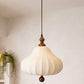 HDC Modern Cream & Walnut Fabric Pendant Hanging Light with Wooden Accent for Living Room, Bedroom