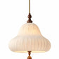 HDC Modern Cream & Walnut Fabric Pendant Hanging Light with Wooden Accent for Living Room, Bedroom