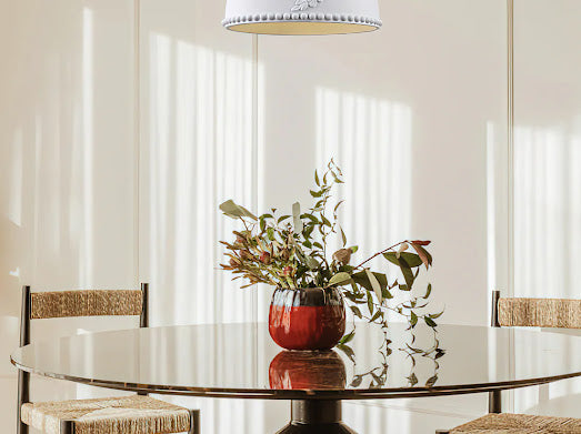 HDC White/Beige 1 Light Modern Floral Embossed Resin Pendant Light for Living Room