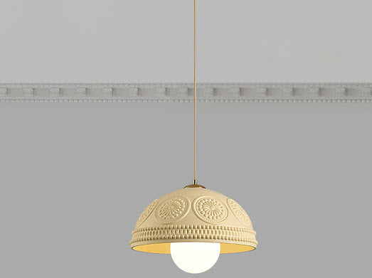 HDC Modern White/Beige 1 Light Resin Dome Pendant Light for Bedroom, Living Room