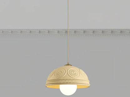 HDC Modern White/Beige 1 Light Resin Dome Pendant Light for Bedroom, Living Room