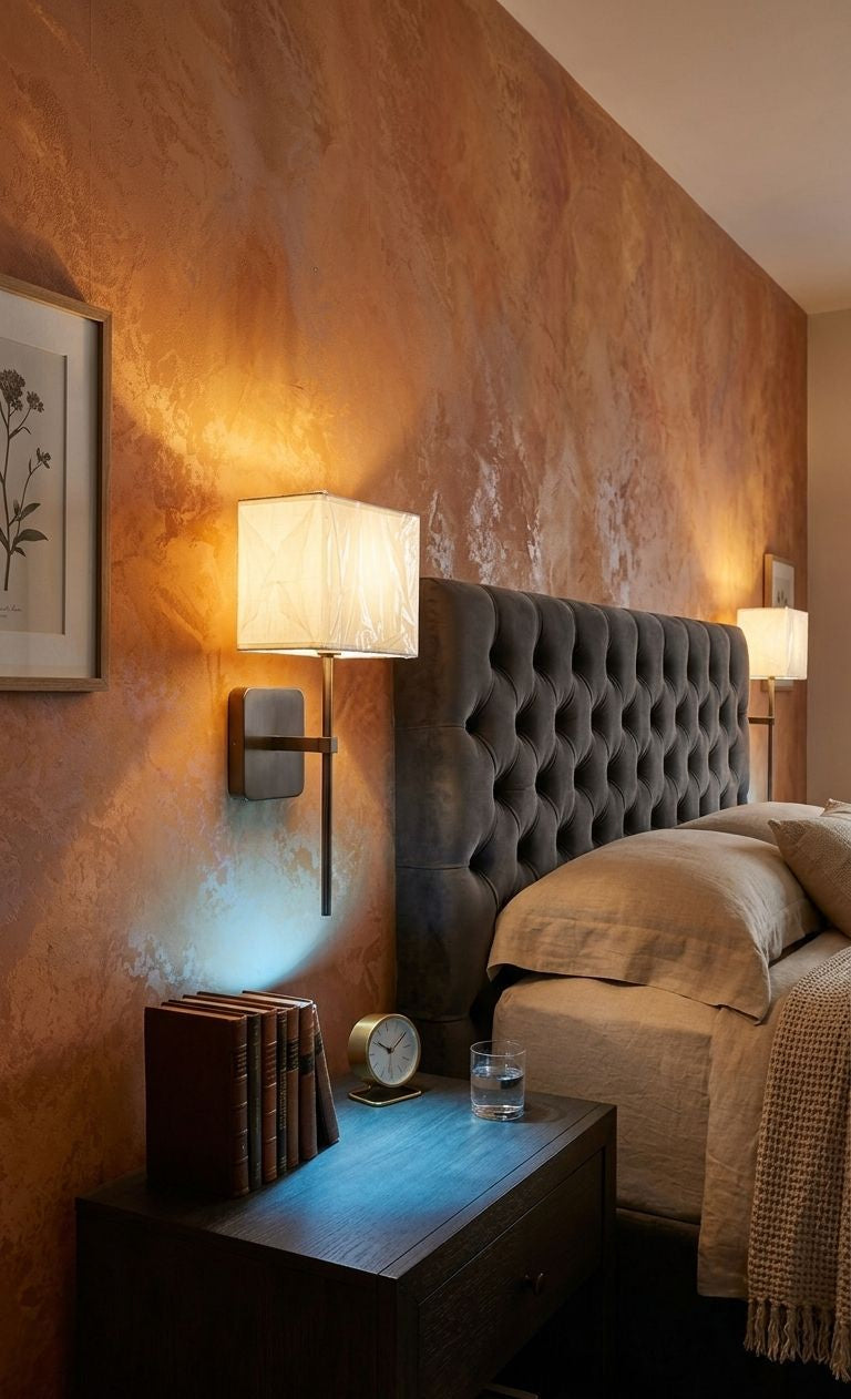 HDC Modern Fabric Shade Wall Light for Bedroom & Living Room