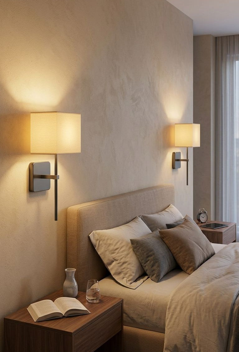 HDC Modern Fabric Shade Wall Light for Bedroom & Living Room
