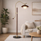 HDC Modern Walnut Wood Floor Lamp with Frosted Glass Shade for Bedroom, Living Room