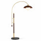 HDC Modern Walnut Wood Floor Lamp with Frosted Glass Shade for Bedroom, Living Room