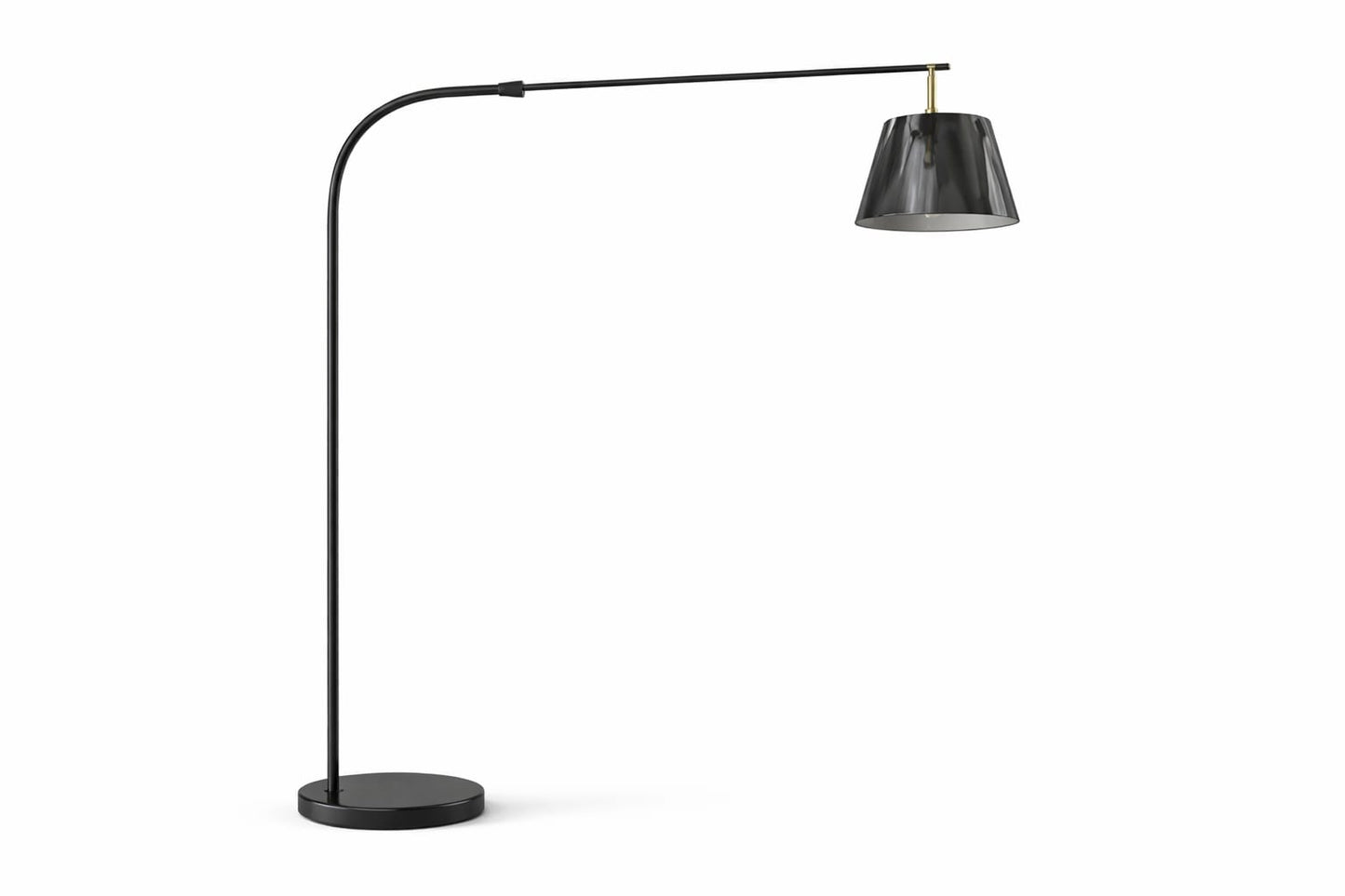 HDC Modern Black Metal Floor Lamp with Fabric Shade for Bedroom, Living Room