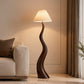 HDC Modern Resin Floor Lamp with Fabric Shade for Bedroom, Living Room