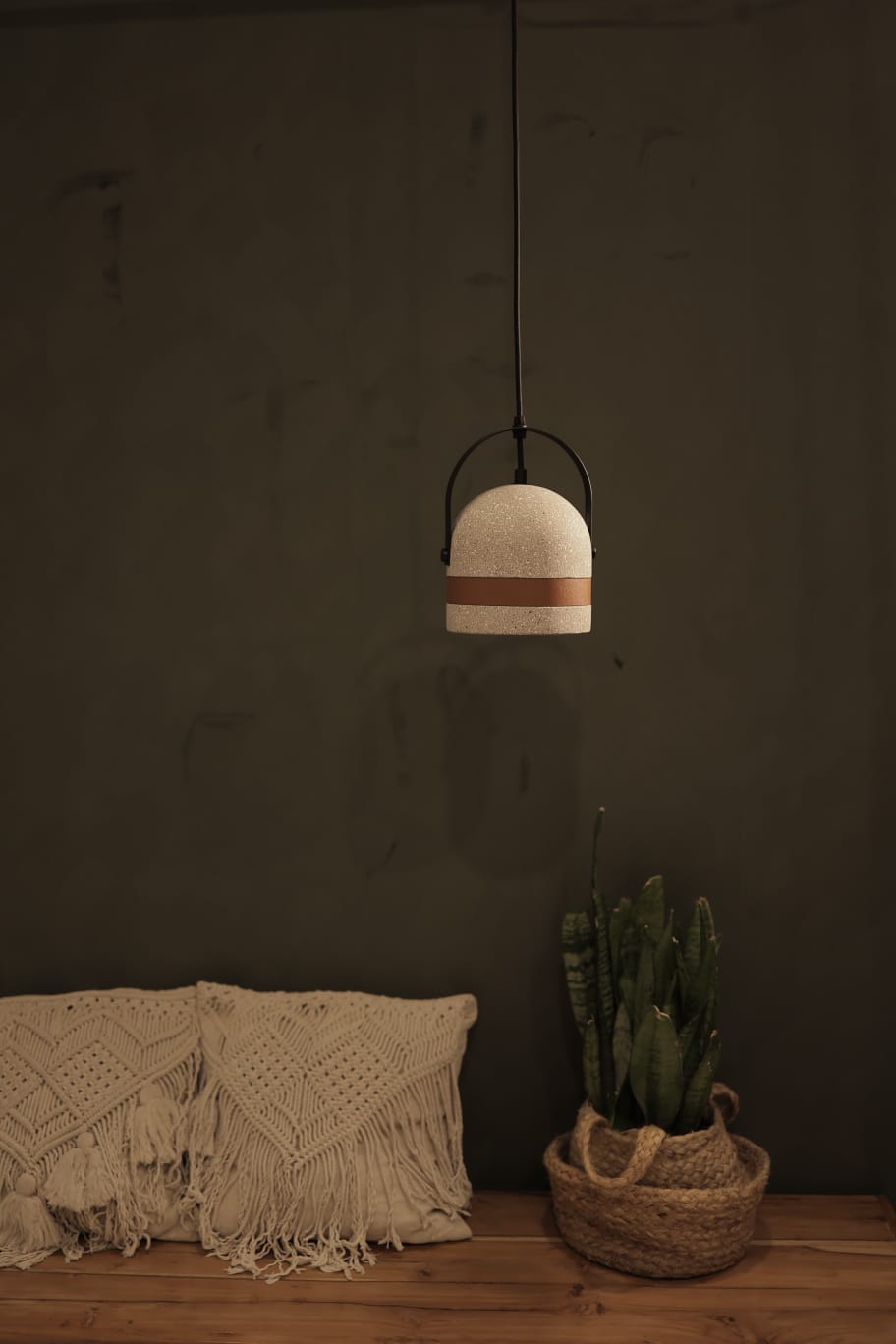 HDC Modern Terrazzo Leather Pendant Light for Bedroom, Dining & Café Interiors