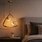 HDC Modern Round/Square/Triangle Travertine Brass LED Pendant Light for Bedroom, Living Room
