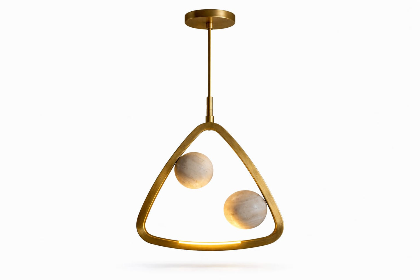 HDC Modern Round/Square/Triangle Travertine Brass LED Pendant Light for Bedroom, Living Room