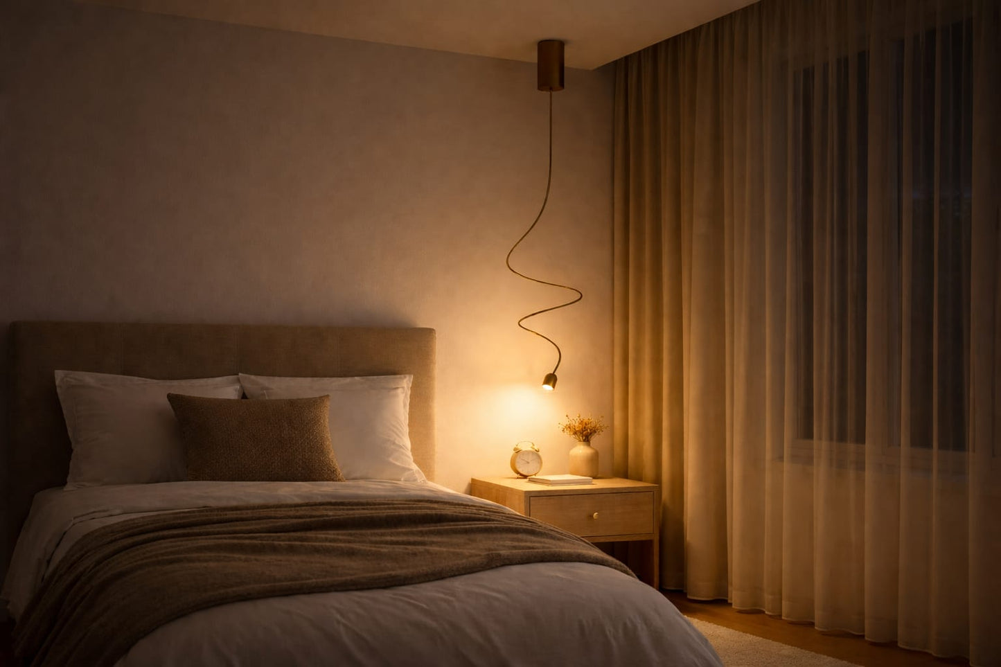 HDC Modern Spiral Hanging Pendant Light for Bedroom, Bedside & Luxury Interiors