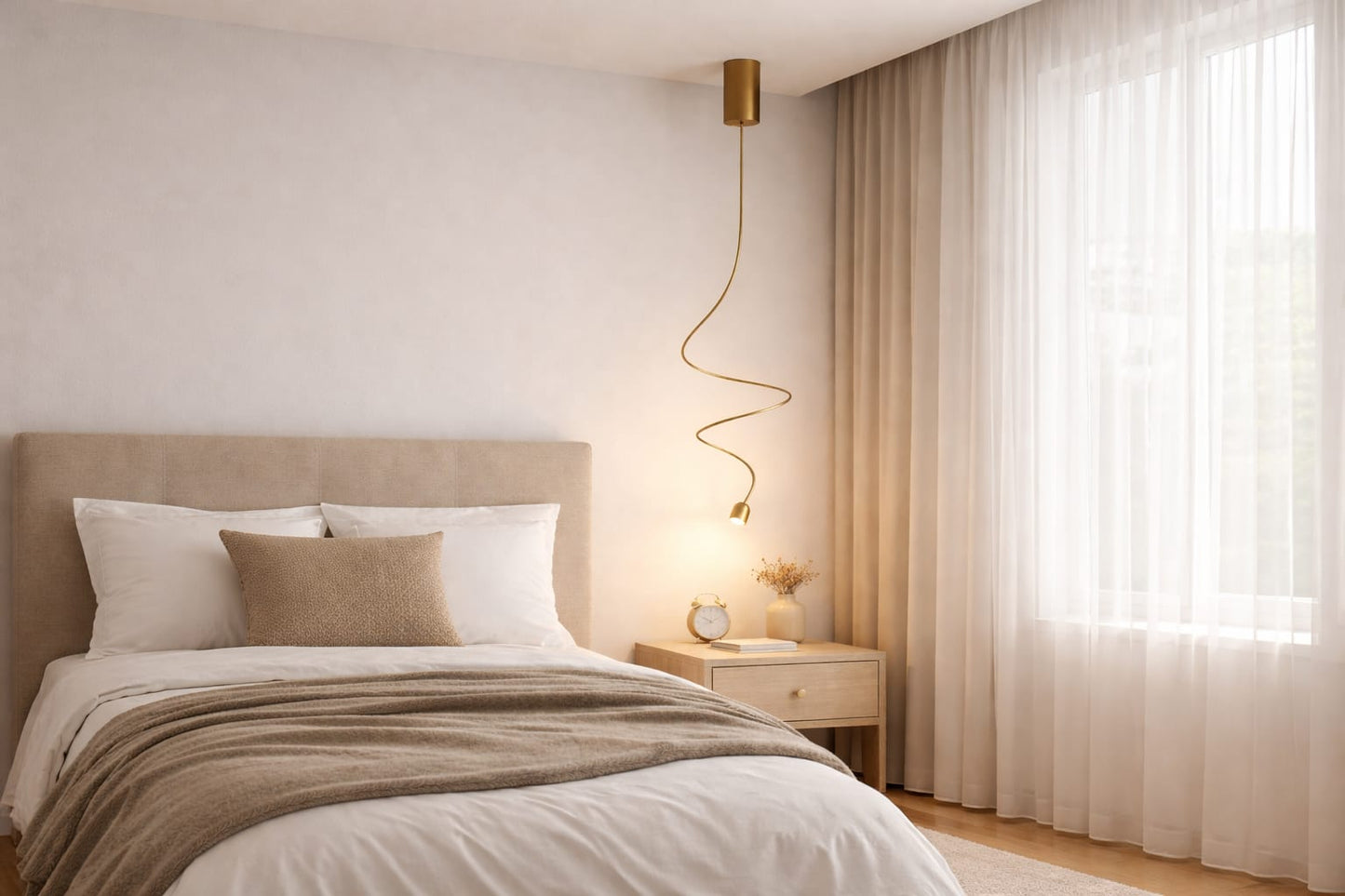 HDC Modern Spiral Hanging Pendant Light for Bedroom, Bedside & Luxury Interiors