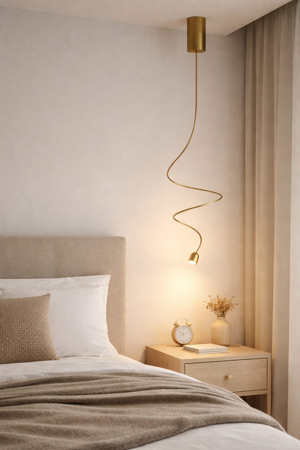 HDC Modern Spiral Hanging Pendant Light for Bedroom, Bedside & Luxury Interiors