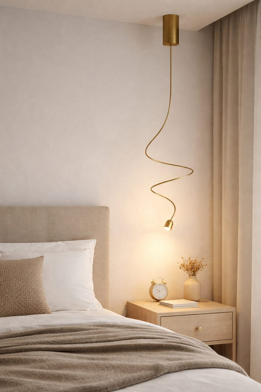 HDC Modern Spiral Hanging Pendant Light for Bedroom, Bedside & Luxury Interiors