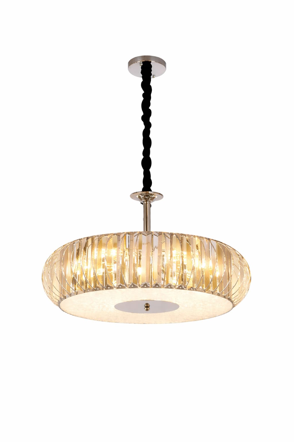 HDC Modern 500mm Crystal Drum Chandelier in Chrome & Smokey Finish