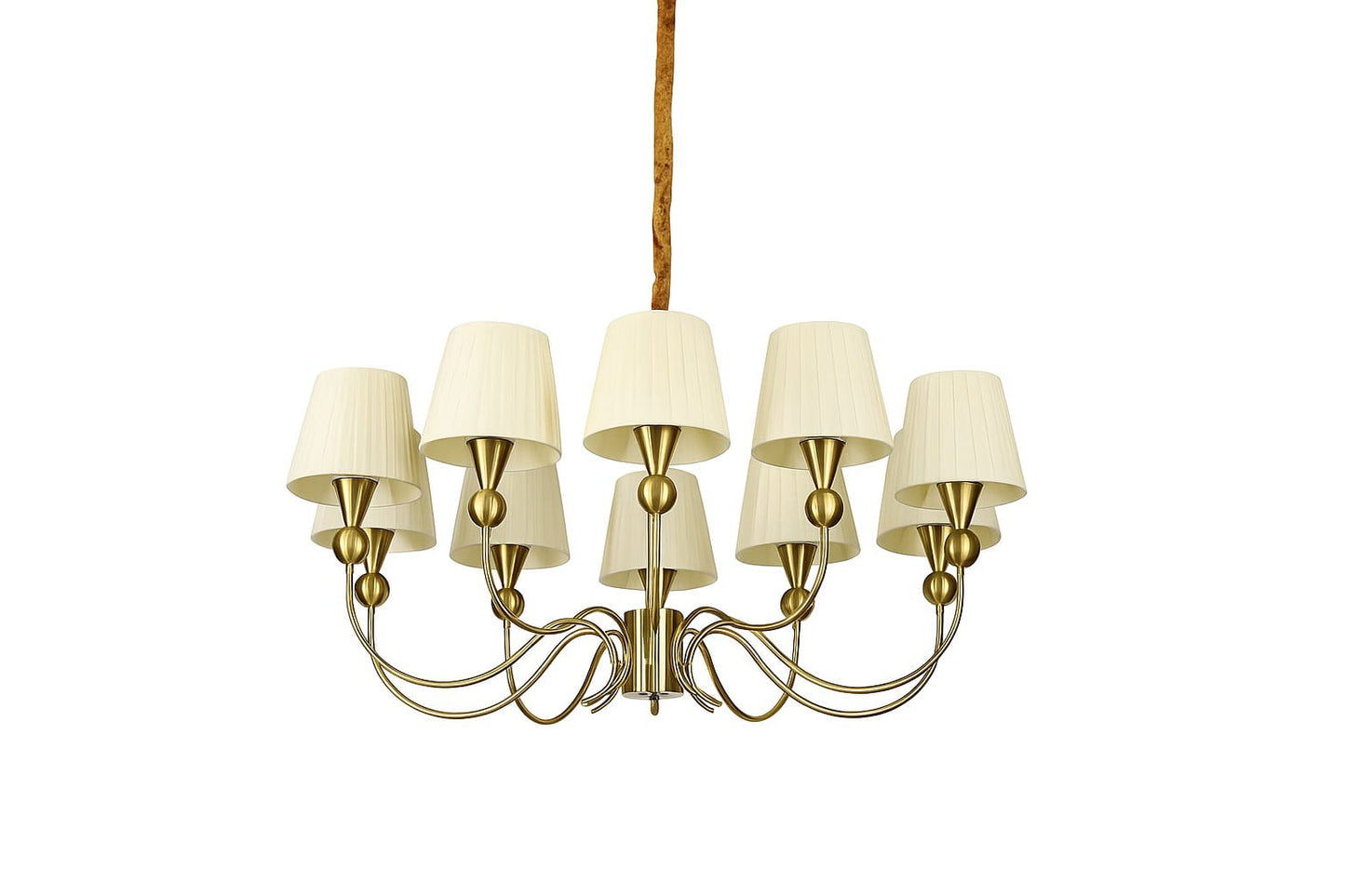 HDC Modern Golden Fabric Shade Chandelier for Bedroom, Living Room