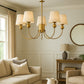 HDC Modern Luxury White Fabric Shade Gold Metal Ceiling Hanging Chandelier