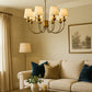 HDC Modern Luxury White Fabric Shade Gold Metal Ceiling Hanging Chandelier