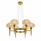 HDC 6 Lights Modern Amber Glass Ring Chandelier for Bedroom, Living Room