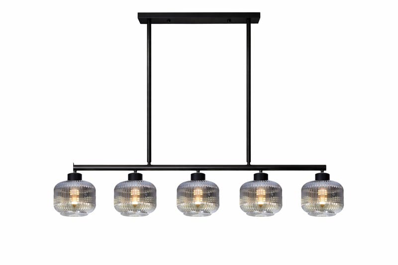 HDC 5 Lights Smokey Glass Linear Chandelier for Bedroom, Living Room