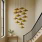 HDC Modern 12 Light Golden Acrylic Multi-Light LED Chandelier for Double Height Living Room, Staircase