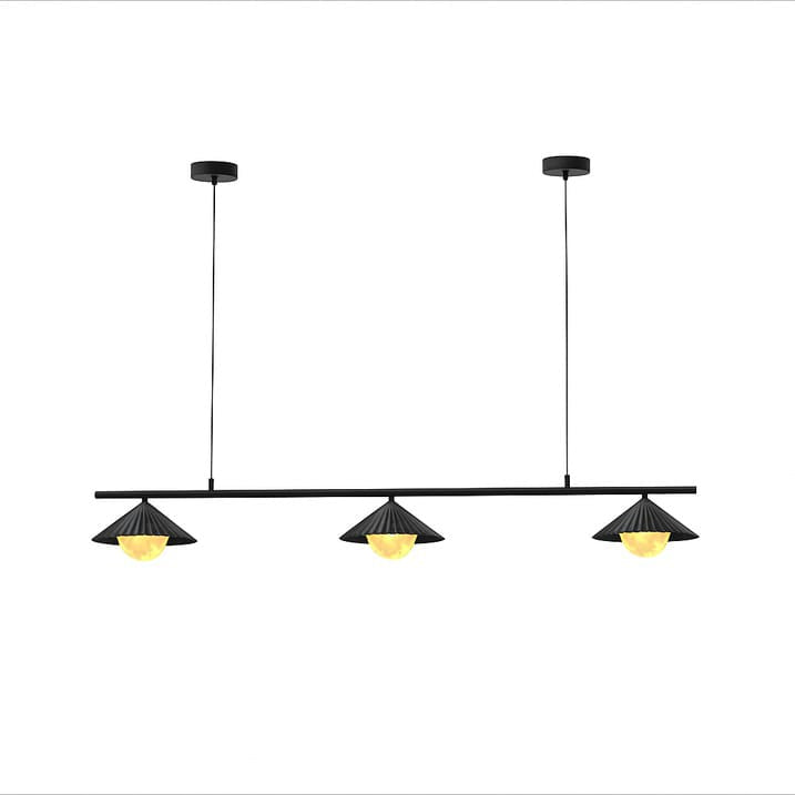 HDC 1200mm Modern Black 3-Light Linear Metal Chandelier for Dining Area, Kitchen Island