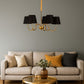 HDC 800mm Luxury Gold & Black Fabric Shade Chandelier for Bedroom, Living Room