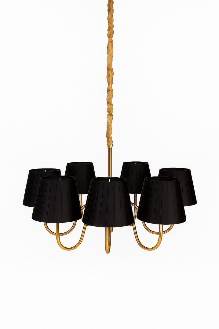 HDC 800mm Luxury Gold & Black Fabric Shade Chandelier for Bedroom, Living Room