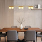 HDC 1200m Modern Gold 6-Light Linear Glass Chandelier for Dining Area, Kitchen Island