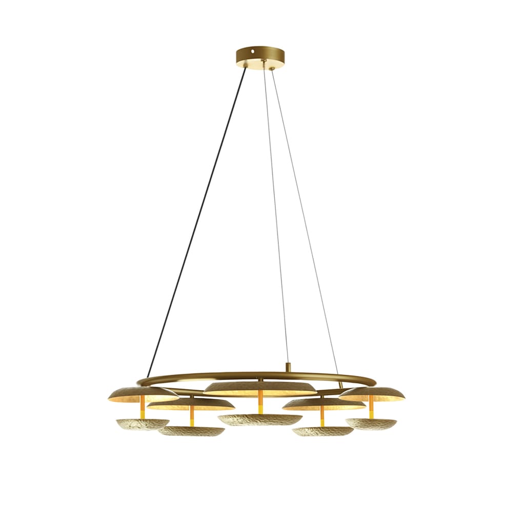 HDC 800mm Modern Golden LED Ring Chandelier for Bedroom, Hotel Lobby
