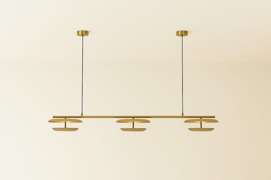 HDC Modern Gold Triple Disc Linear Chandelier for Kitchen Island, Office Conference Table