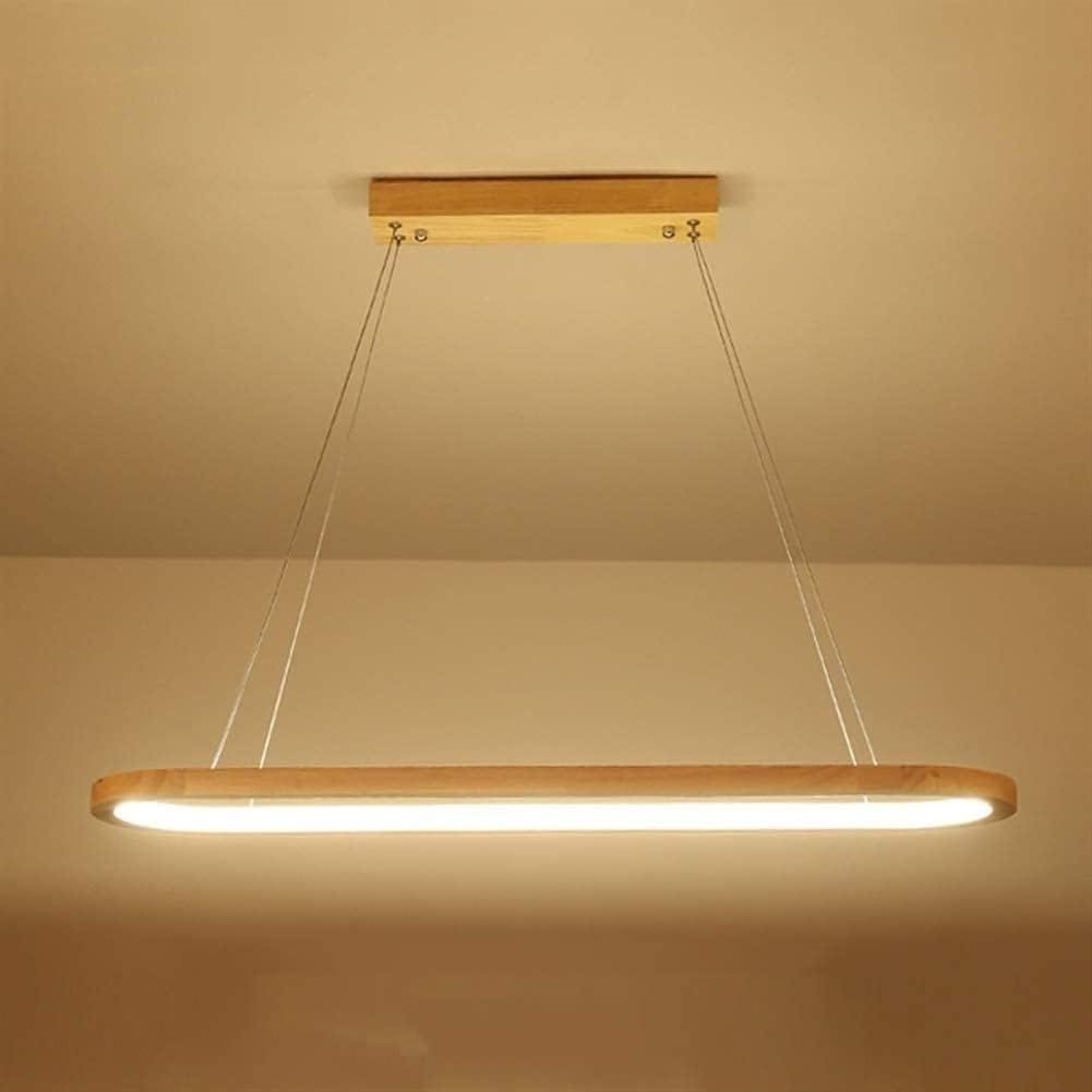HDC 920mm Modern Wooden Linear LED Chandelier for Dining Area, Kitchen Island