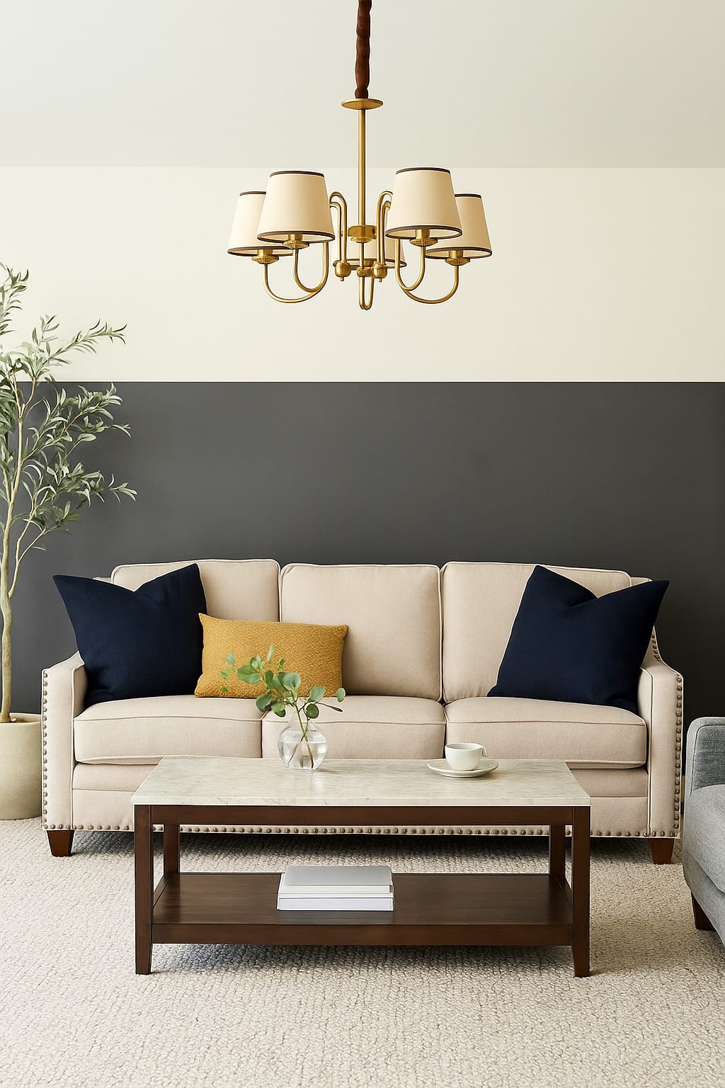 HDC Modern 5-Light Fabric Shade Chandelier for Living Room, Dining Area