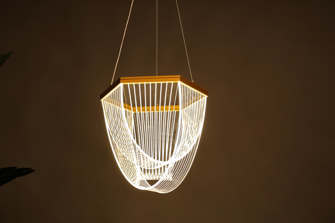 HDC Modern Gold Acrylic LED Hanging Chandelier for Bedroom, Living Room