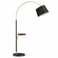 HDC Modern Black & Gold Arc Floor Lamp with Side Table & Wireless Charging