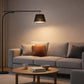 HDC Modern Black Arc Floor Lamp with Fabric Shade