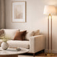 HDC Modern Brass & Wooden Floor Lamp with Fabric Shade for Bedroom, Living Room