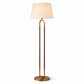 HDC Modern Brass & Wooden Floor Lamp with Fabric Shade for Bedroom, Living Room