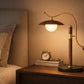 HDC Modern Walnut Wood Table Lamp with Frosted Glass Shade