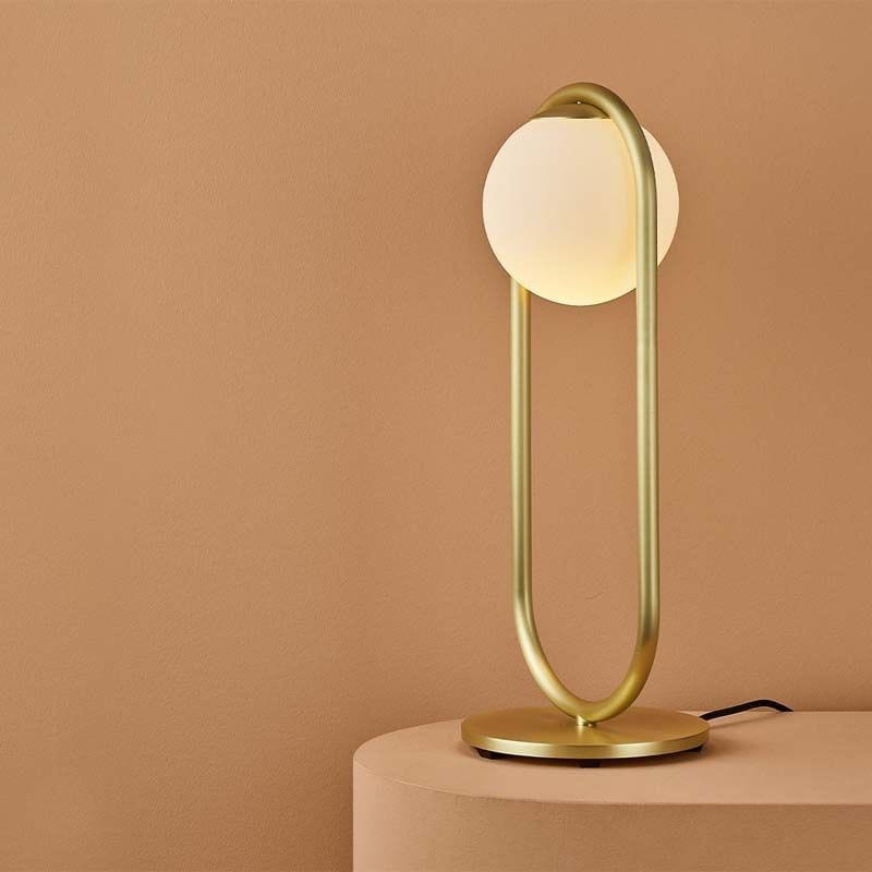 HDC Modern Gold Glass Globe Table Lamp for Bedside Table, Living Room