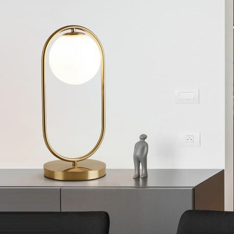 HDC Modern Gold Glass Globe Table Lamp for Bedside Table, Living Room