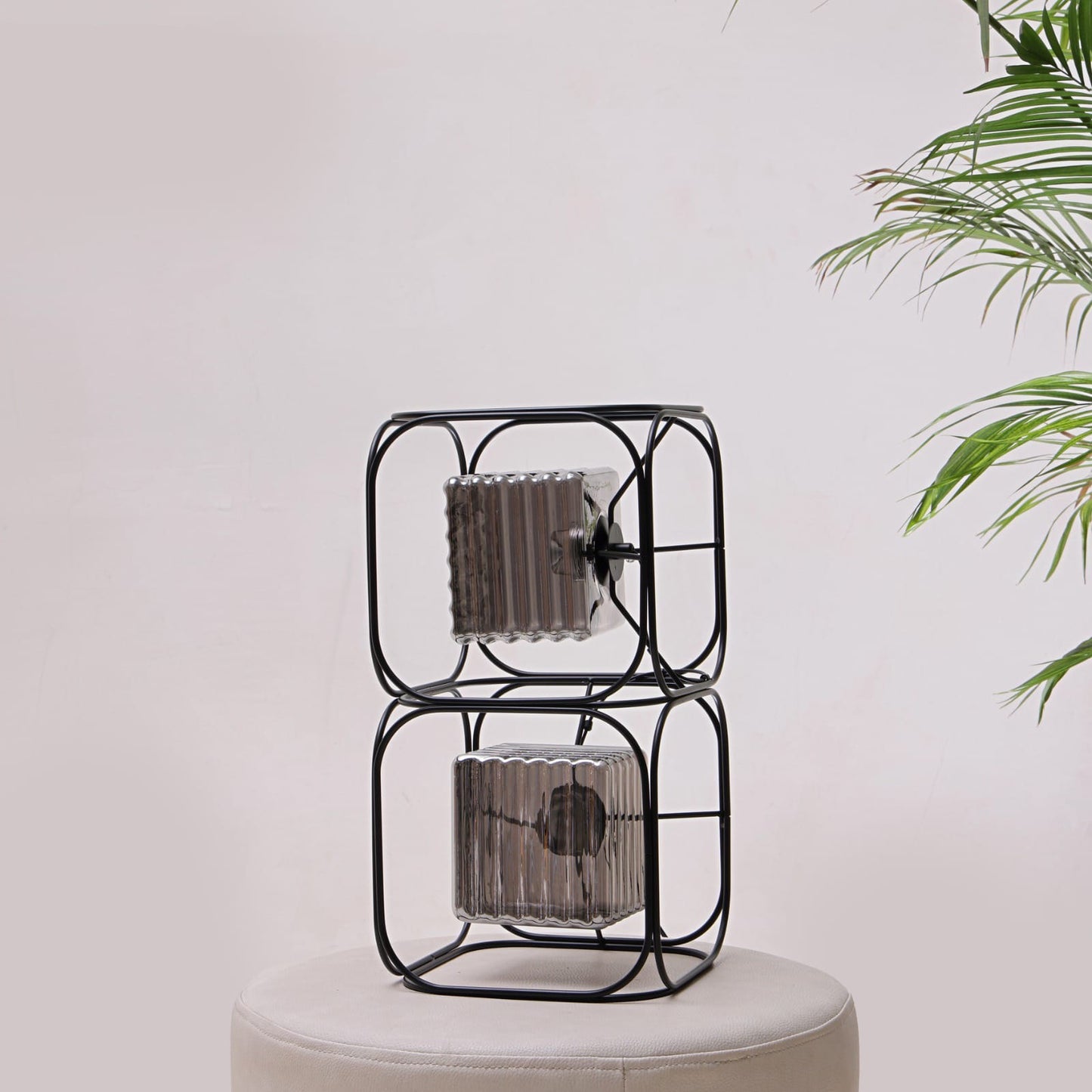HDC Modern Black Double Cube Glass Table Lamp