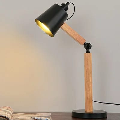 HDC Modern Wooden Adjustable Table Lamp for Bedroom, Living Room