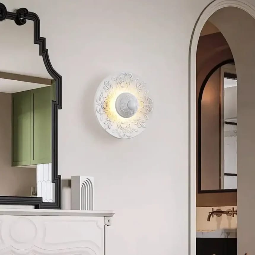 HDC Luxury White Resin Decorative LED Wall Light for Living Room, Bedroom