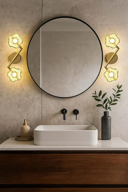 HDC Modern Dual Flower Glass Wall Light for Bedroom, Living Room